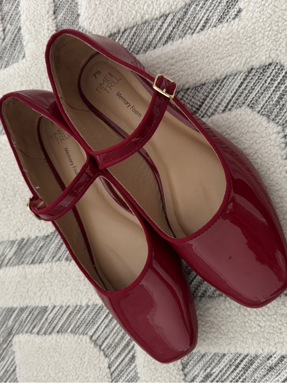 Deep red Mary Jane flats